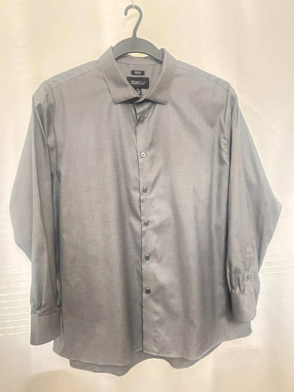 Kenneth Cole Awareness Slim Fit Dress Shirt Men's 19 34/35 Gray